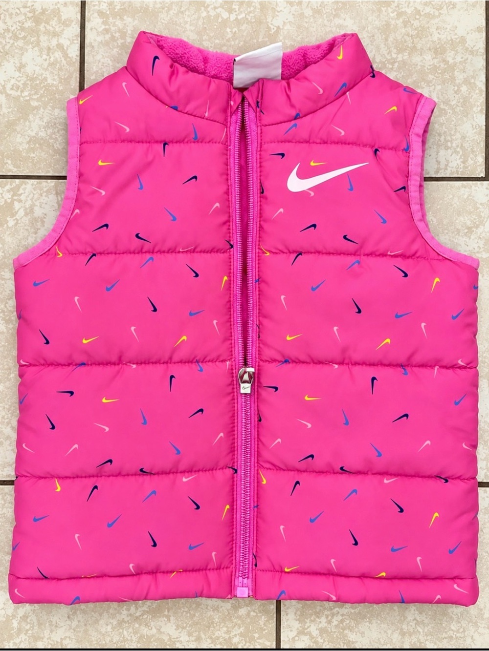 Nike Kids Hot Pink Swoosh Print Puffer Vest
